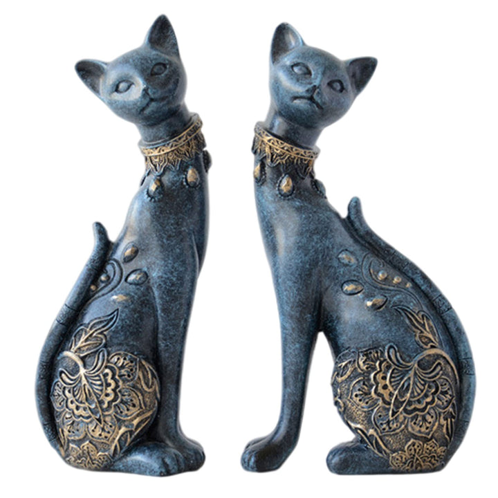 2 Stück/Set Katzenstatuen Heimdekoration Katzenfiguren Paar-Katzenstatuen für Heimdekoration, geeign