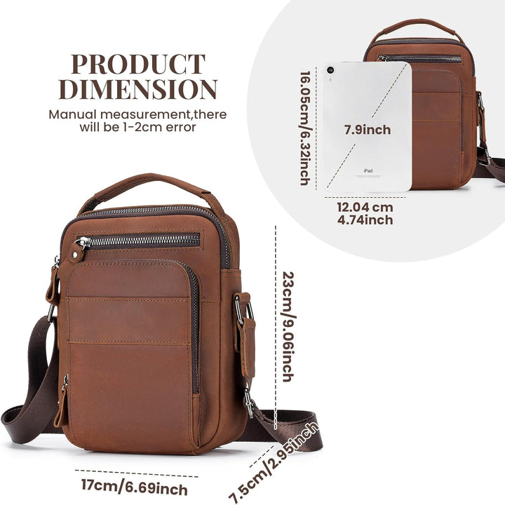 BAIGIO Leder Umhängetasche Herren Schultertasche Vintage Männer Tasche Crossbody Bag Herrentasche zu