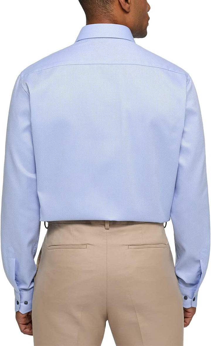 ETERNA Modern Fit Hemd Langarm New Kent Kragen Muster weiss 42 Blau, 42 Blau