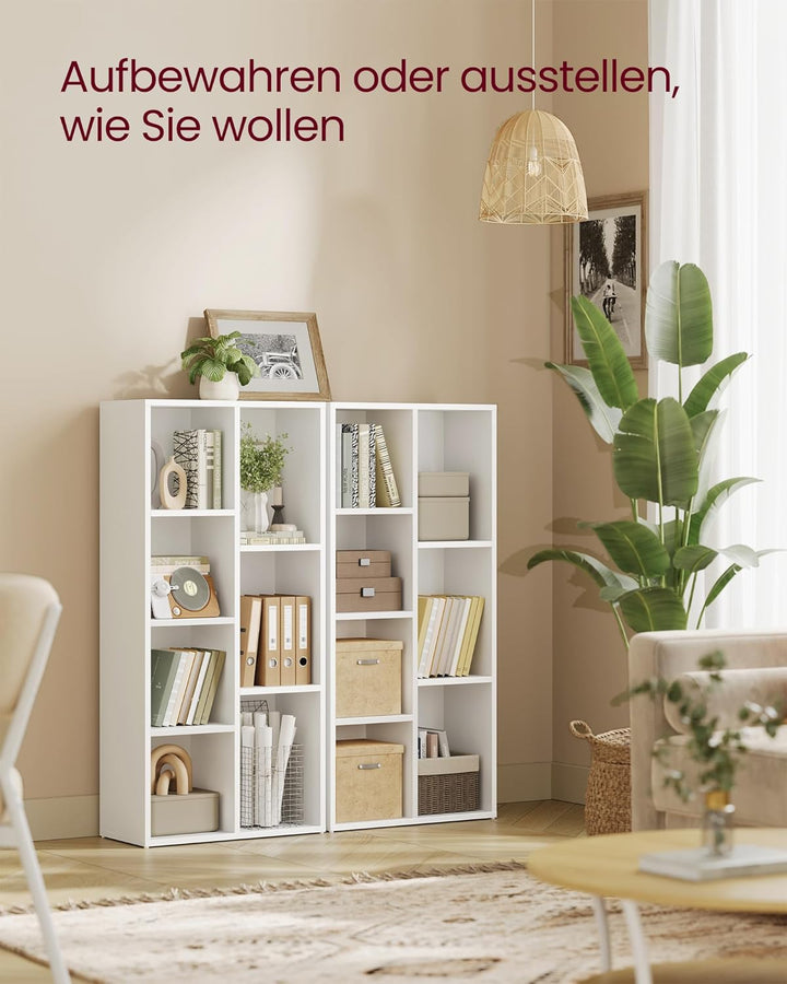 VASAGLE Bücherschrank, Bücherregal, mit 7 Fächern, Büroregal, Würfelregal, Standregal, für Wohnzimme