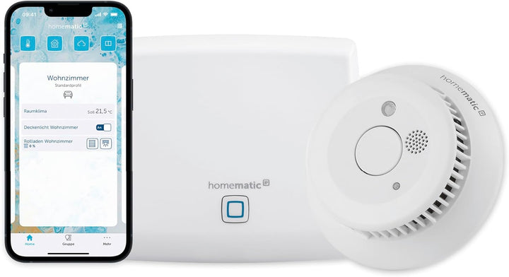 Homematic IP Smart Home Starter Set Mini – Rauchwarnmelder, Rauchmelder alarmiert lokal über die Sir