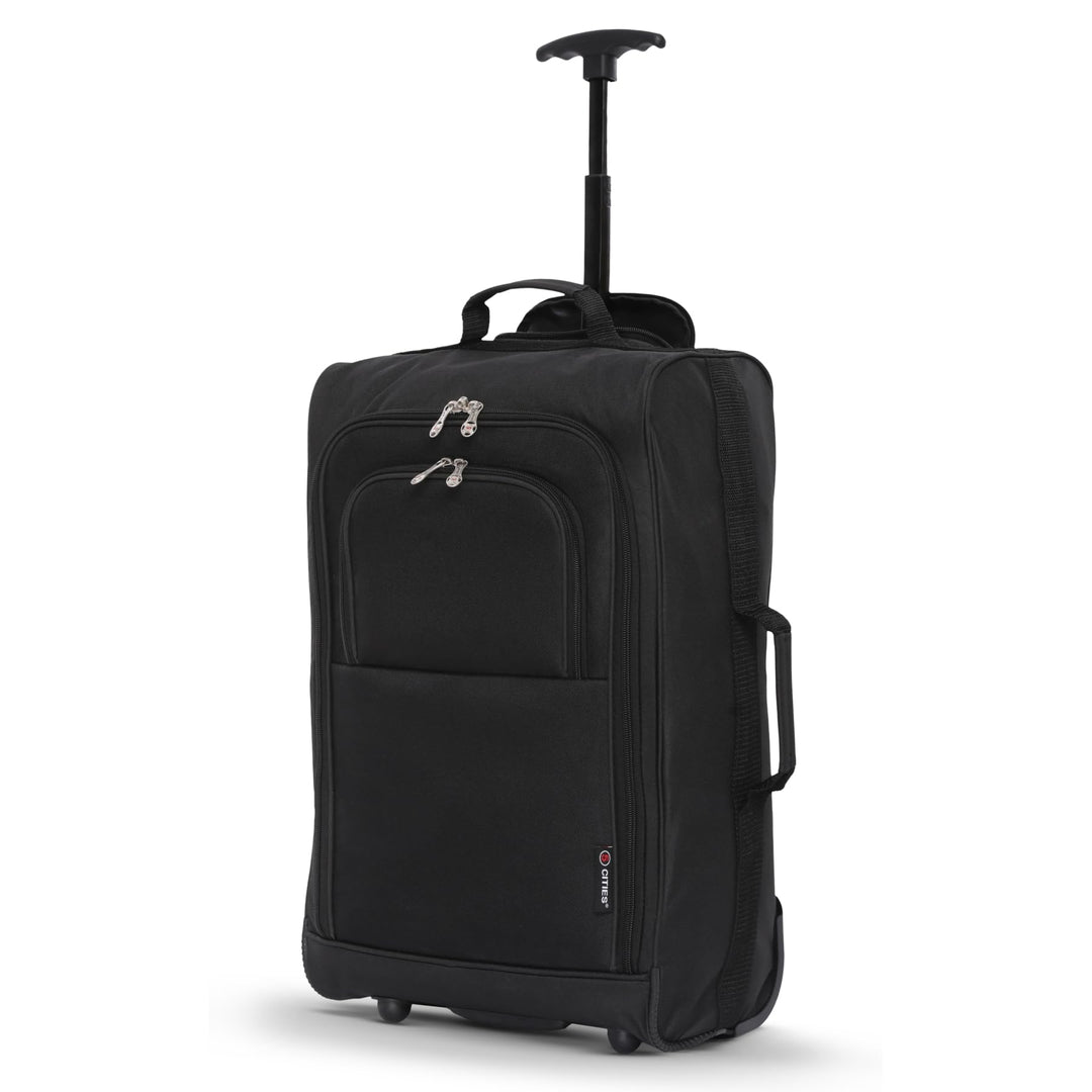 5 Cities Leichte Reisetasche mit 55 cm Rädern Schwarz, Schwarz