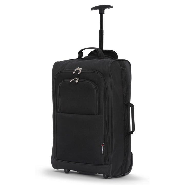 5 Cities Leichte Reisetasche mit 55 cm Rädern Schwarz, Schwarz
