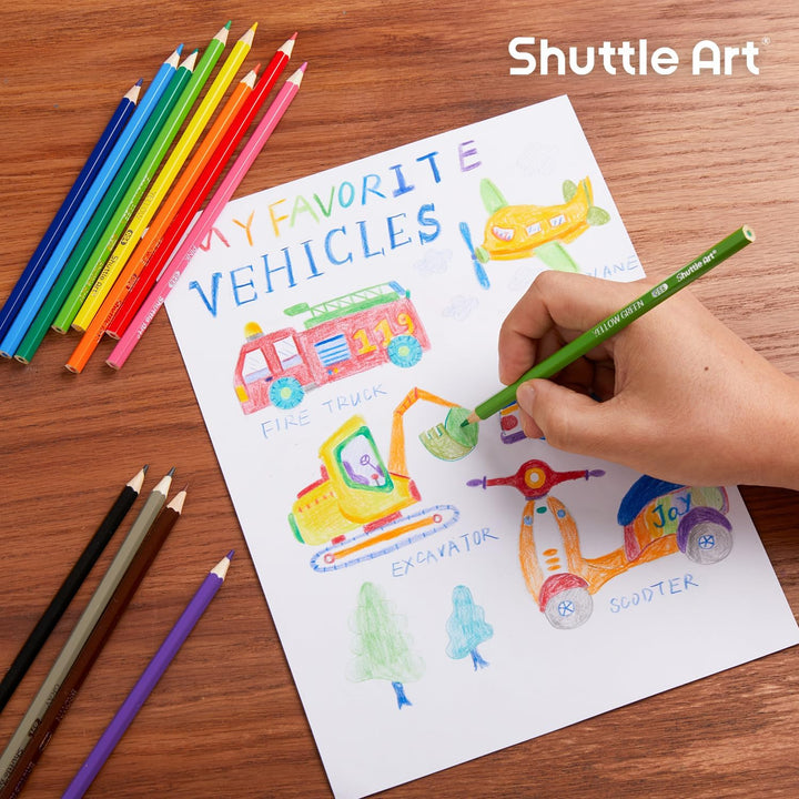 Shuttle Art Buntstifte Set, 144 Buntstifte Kinder, Farbstifte mit 12 Lebendigen Farben, 12er Packung
