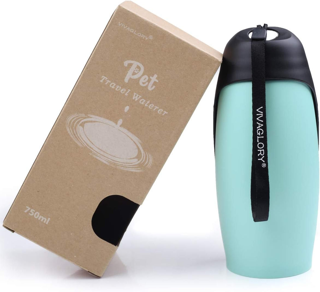 VIVAGLORY Pawhike Hundetrinkflasche, Hunde Trinkflasche für Unterwegs, Hundetrinkflasche, Edelstahl