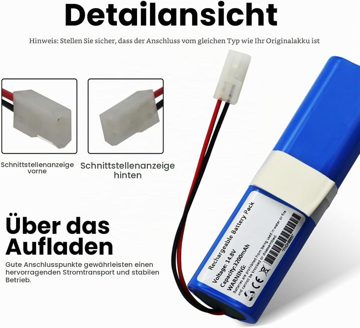 ANTIEE Vacuum Cleaner Akku Kompatibel mit 360 S6,S8, D043-inR-M26-4S1P，X-Plorer 75, X-Plorer 95 Robo