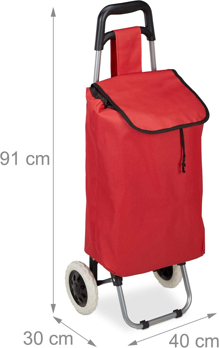 Relaxdays Einkaufstrolley, klappbar, 25 L Einkaufstasche mit Rollen, bis 10 kg belastbar, HBT: 91 x