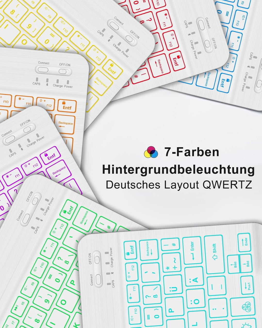 Beleuchtete Tastatur Hülle für Lenovo Idea Tab 11" (2025), 7-Farben-Hintergrundlicht Bluetooth Keybo