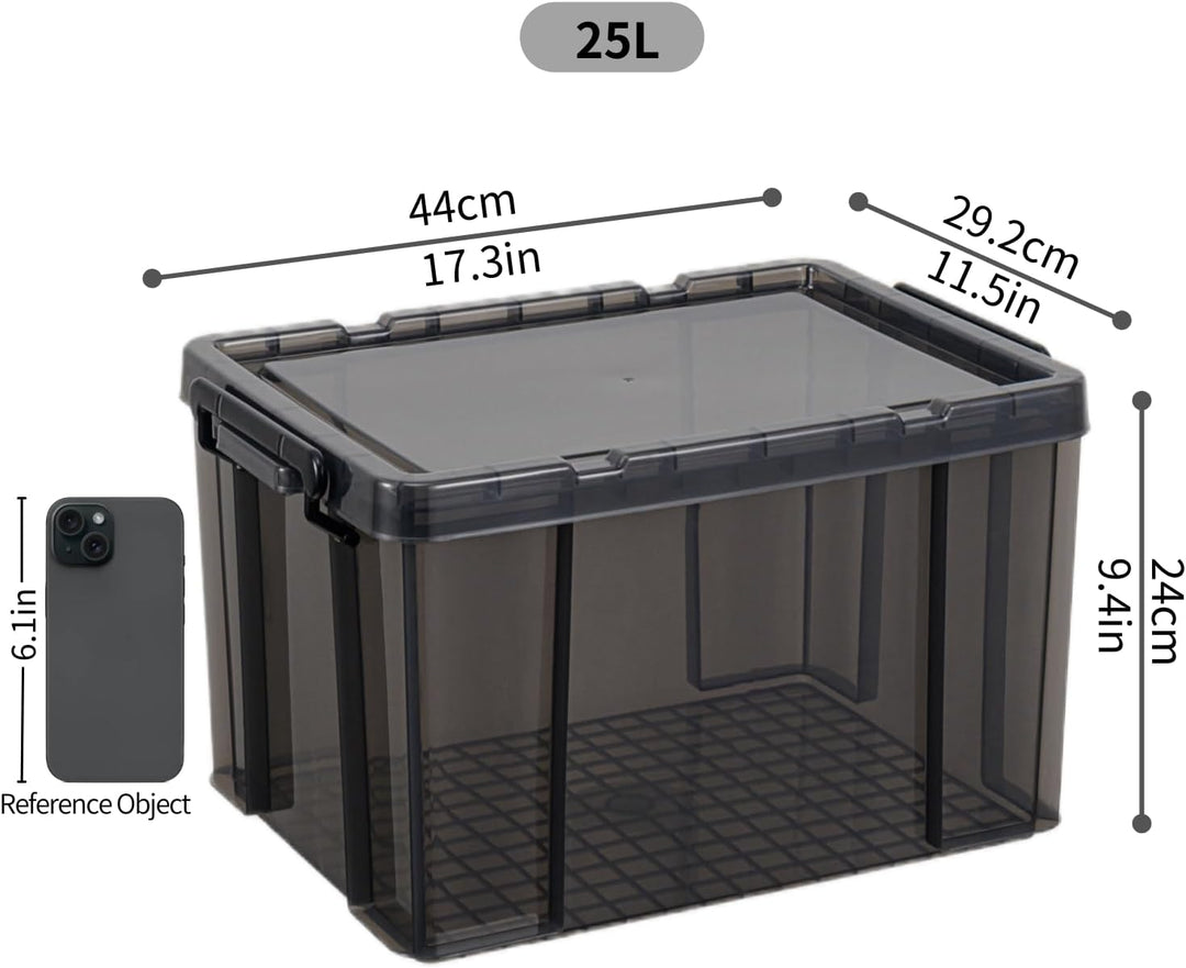 Cetomo 25 x 3 Kunststoff-Aufbewahrungsbox mit robustem Deckel und sicheren Verriegelungsschnallen, s