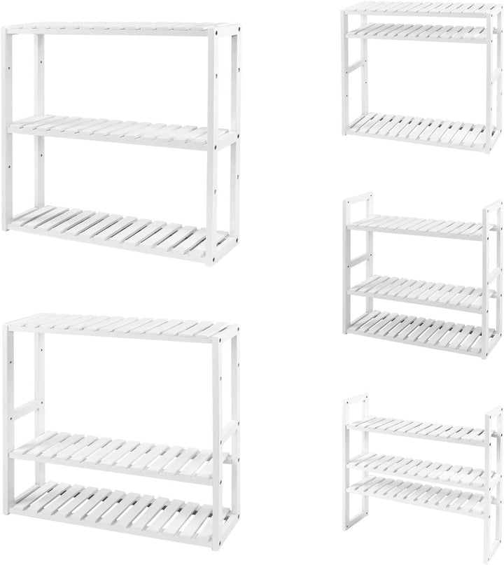 SONGMICS Badregal, Badezimmerregal, Bambus-Regal, Pflanzenregal mit 3 verstellbaren Ablagen, Wandmon