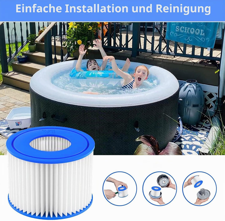 6 Stück Filterkartusche für Pool Typ VI, Filterkartuschen Pool für Bestway Pool Filter für Lay Z Spa