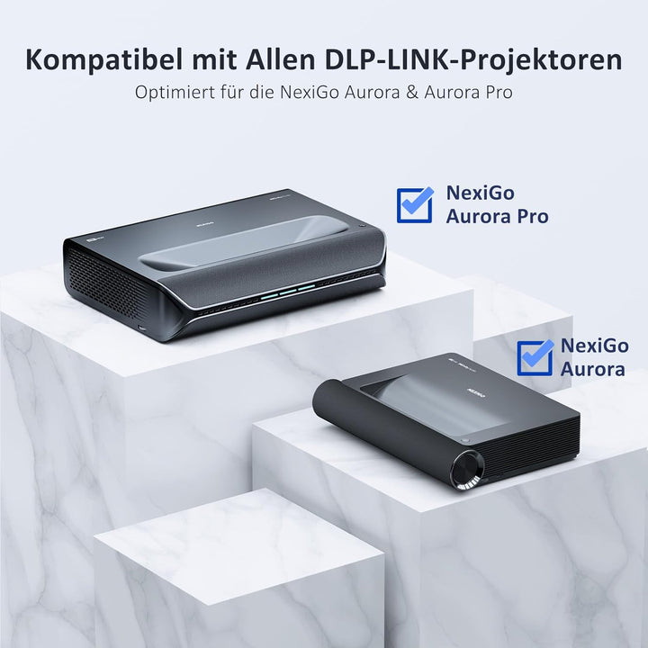 NexiGo DLP-Link 3D-Brillen, wiederaufladbare 3D-Aktiv-Shutter-Brillen kompatibel mit Aurora, Aurora