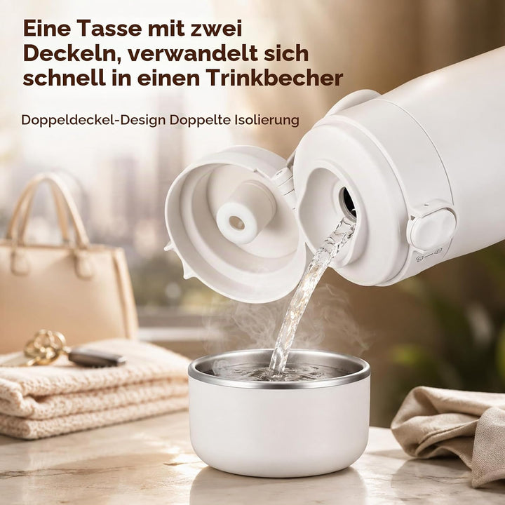 Elektrischer Reisewasserkocher Klein, 500ML Mini Wasserkocher 316 Edelstahl, 8 Sekunden Schnellheizu