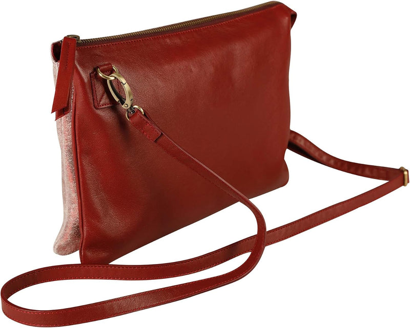 Clairefontaine 410076C Tasche Ruby DUO, aus Leder, 27 x 19cm, 1 Stück, Rot glänzend, Rot