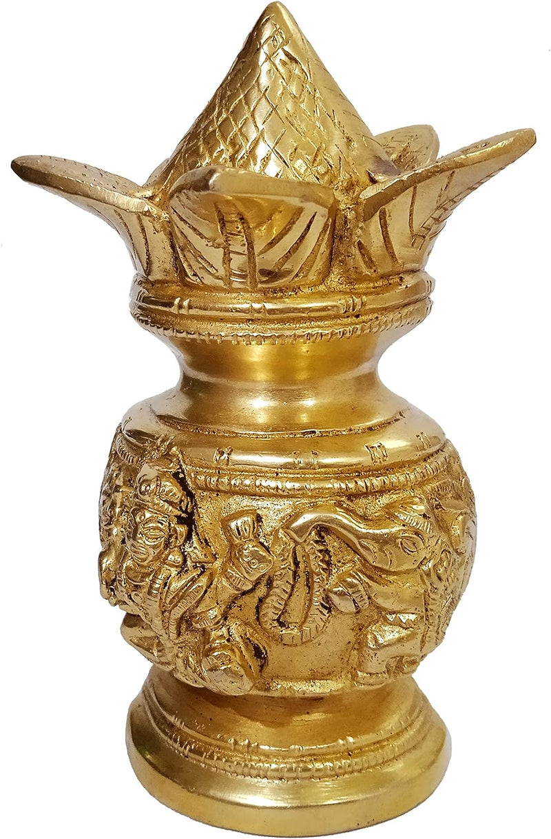 Purpledip Kalash Lakshmi Ganesh, seltene Kollektion, dekorative Tempelvase mit Nariyal für Puja Hawa