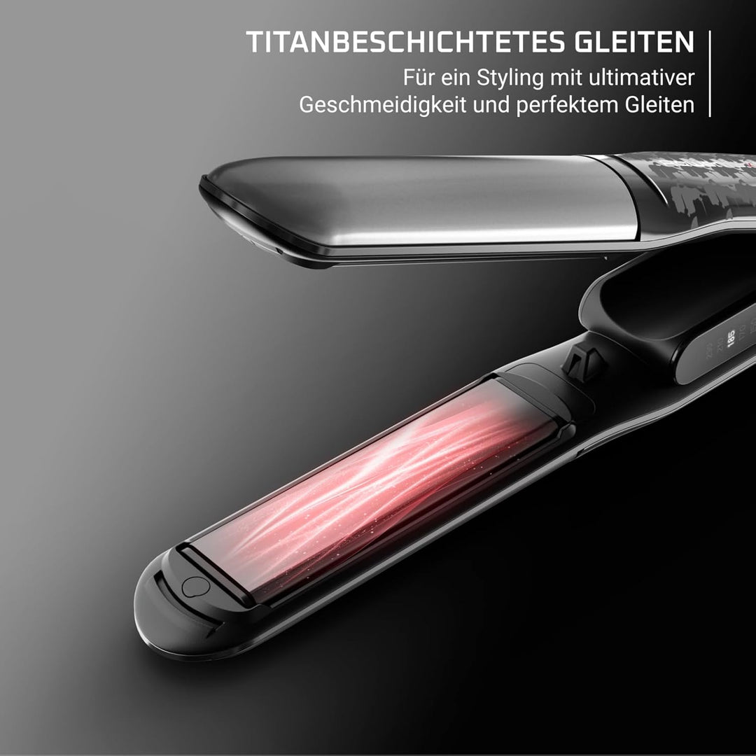 Rowenta x KARL LAGERFELD Thermostyle Haarglätter, Titanium-Beschichtung, Straight & Curl, Temperatur