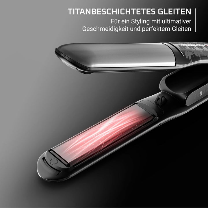 Rowenta x KARL LAGERFELD Thermostyle Haarglätter, Titanium-Beschichtung, Straight & Curl, Temperatur