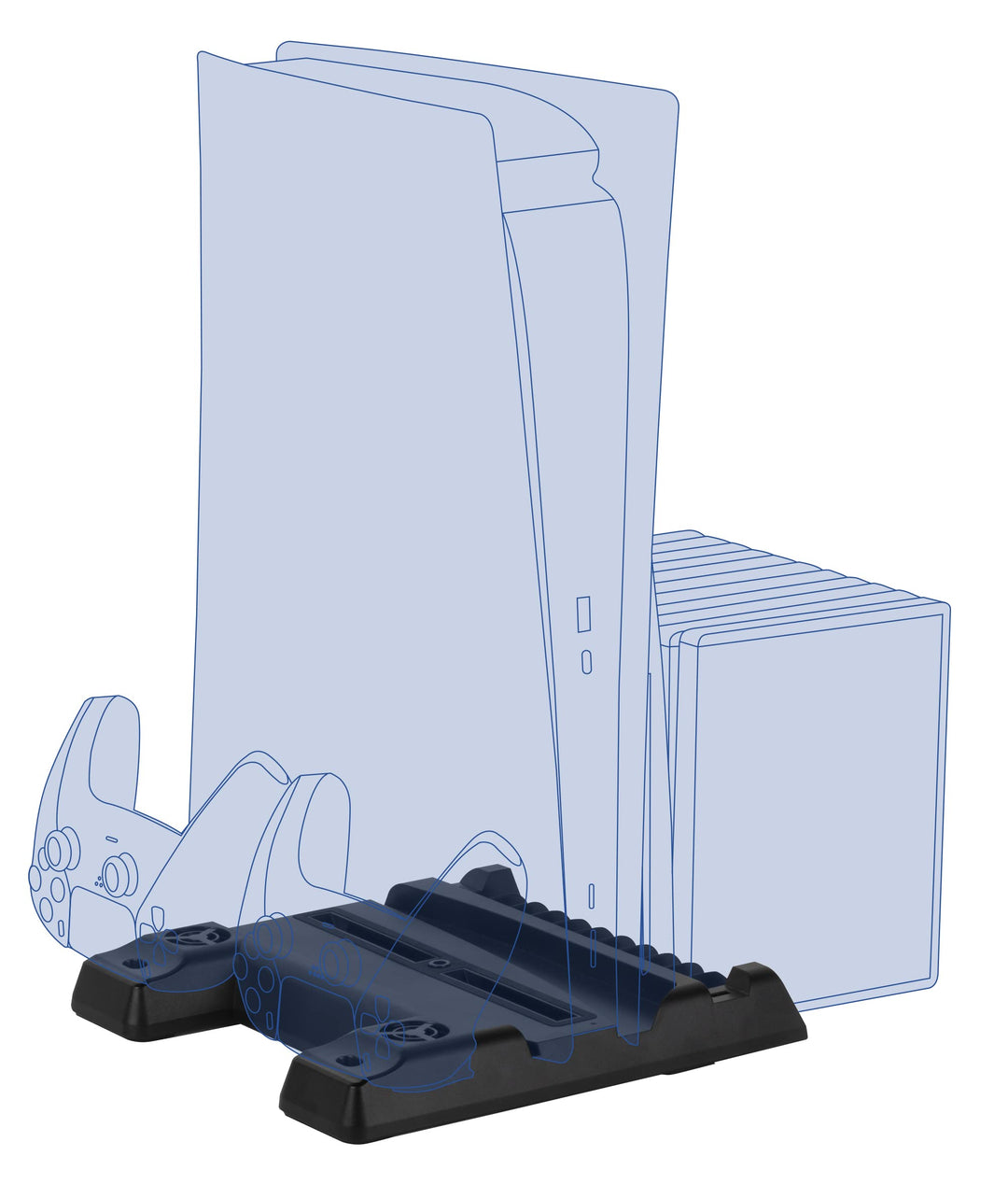 Konix Mythics Ladestation Cool & Charge Spaceship für Konsole, 2 DualSense-Controller und bis zu 11