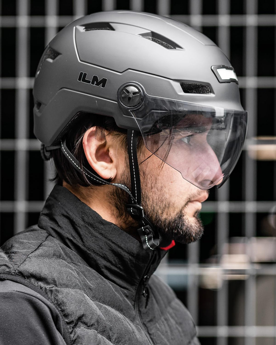 ILM Fahrradhelm mit Visier und LED Licht Mountain&Road Fahrradhelme für Damen und Herren Fahrradhelm