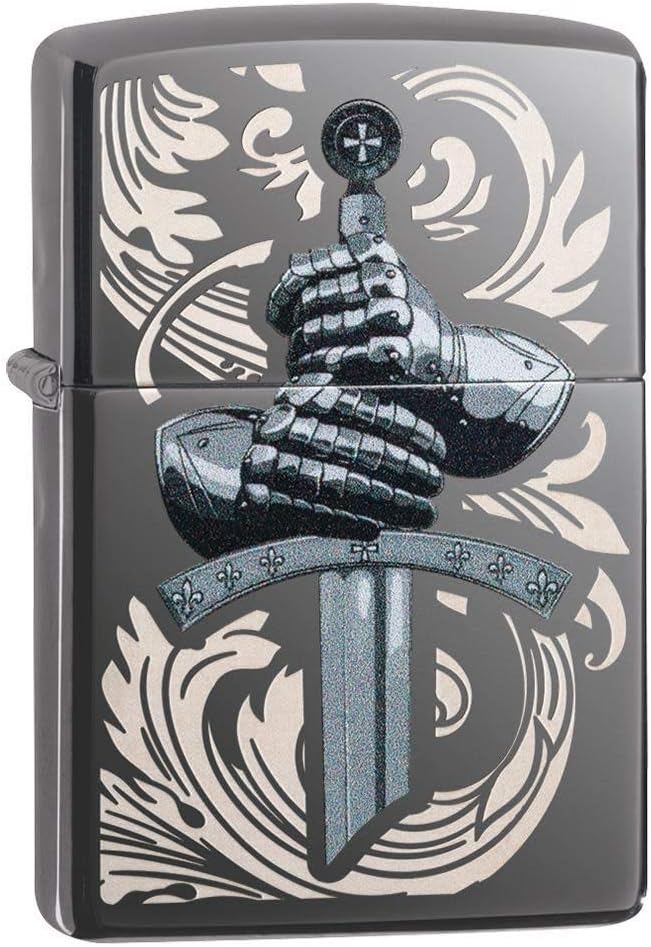 Zippo 49127 Unisex-Erwachsene Knights Glove Design Black IcePocketLighterFeuerzeug,Einheitsgrösse, B