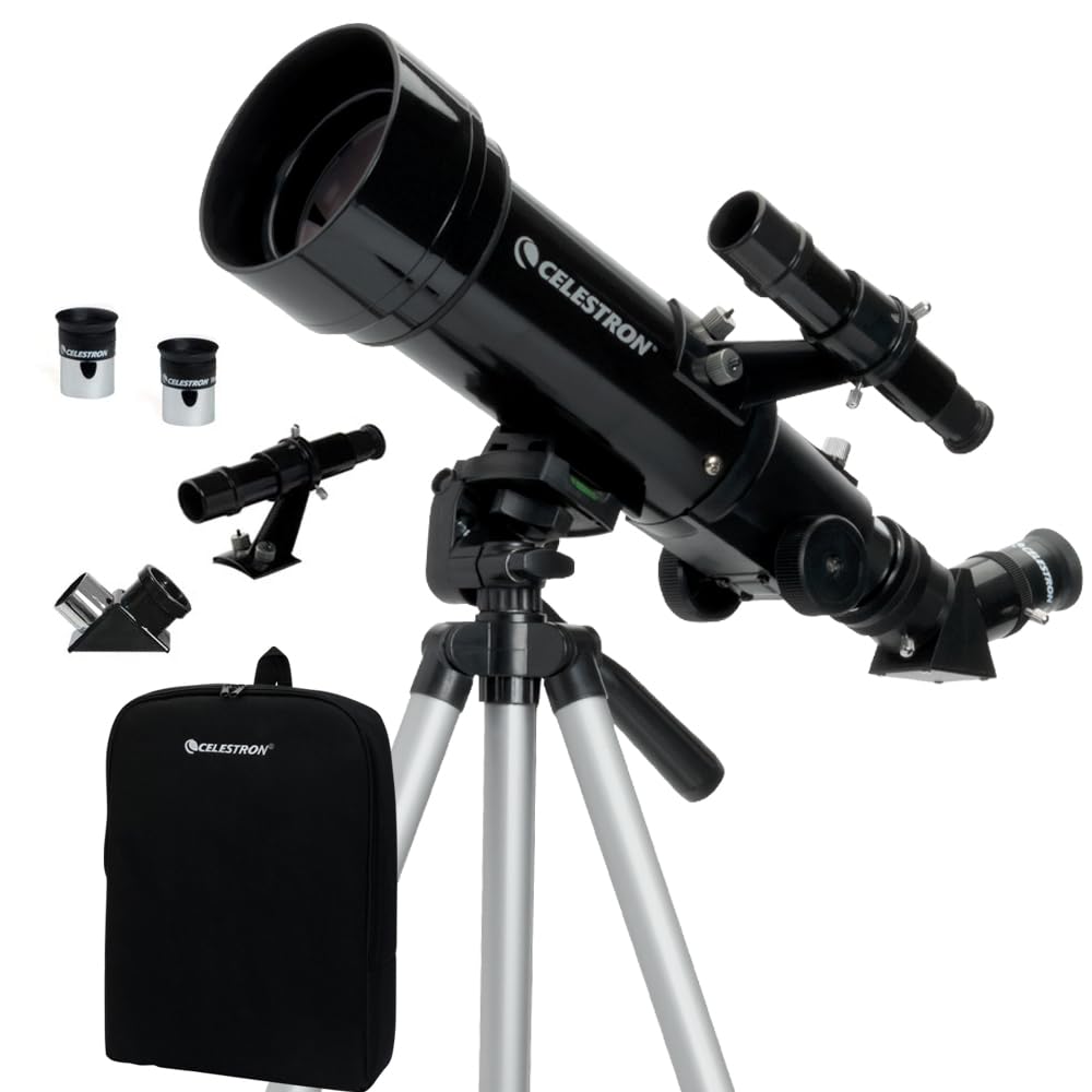 Celestron 21035 Reiseteleskop 70 Tragbares Refraktorteleskop-Set mit Rucksack, Schwarz TravelScope 7