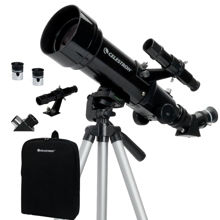 Celestron 21035 Reiseteleskop 70 Tragbares Refraktorteleskop-Set mit Rucksack, Schwarz TravelScope 7