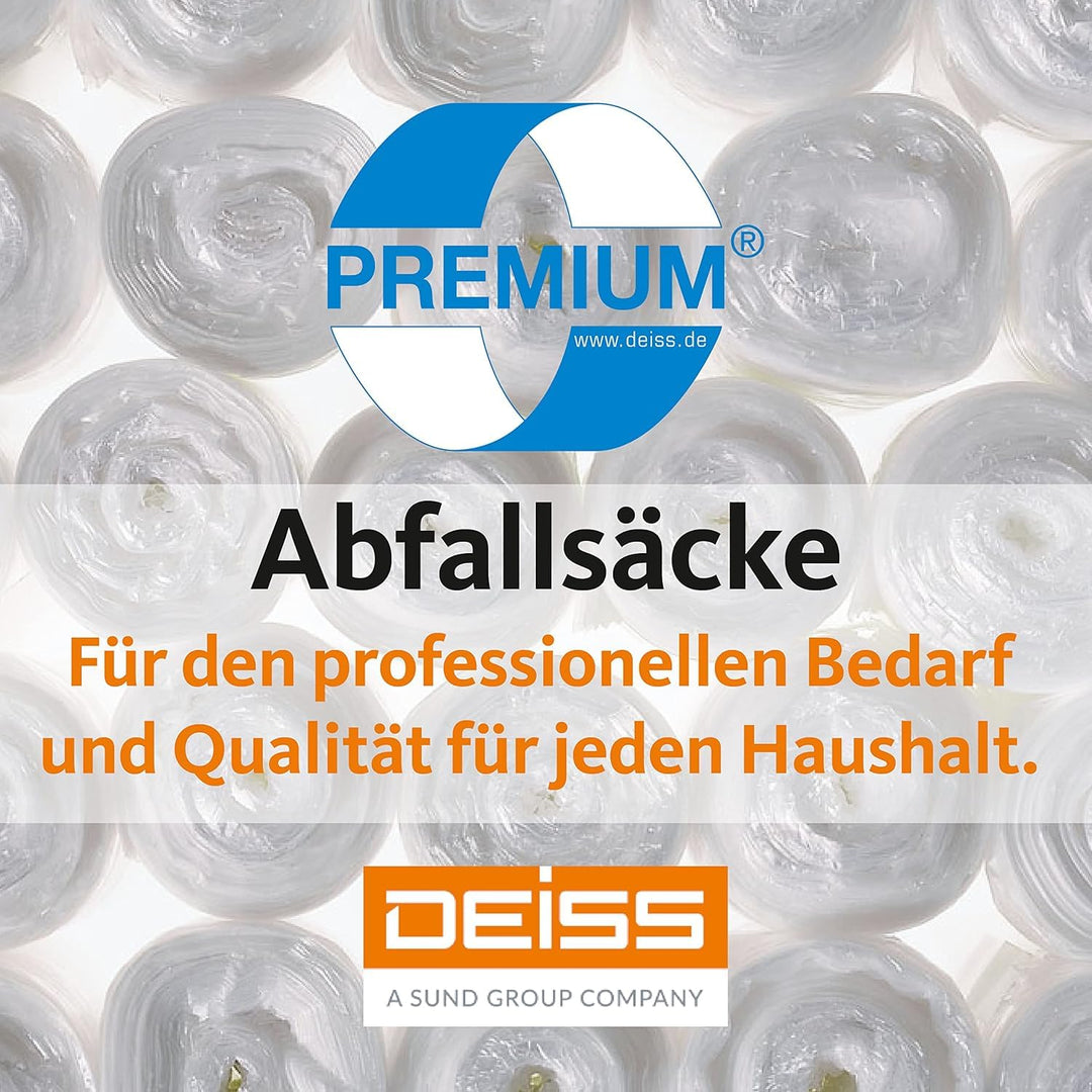 Müllsäcke DEISS PREMIUM transparent Typ 60, 120 L, 10 Rollen, 250 Stück