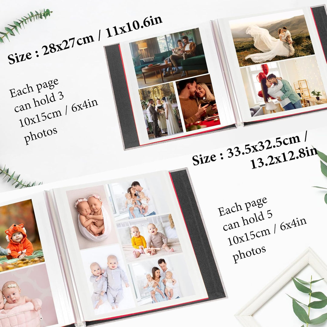 AIOR Selbstklebende 10x15 Fotoalbum Einkleben und zum Selbstgestalten Gross Leinen Fotoalben mit 40