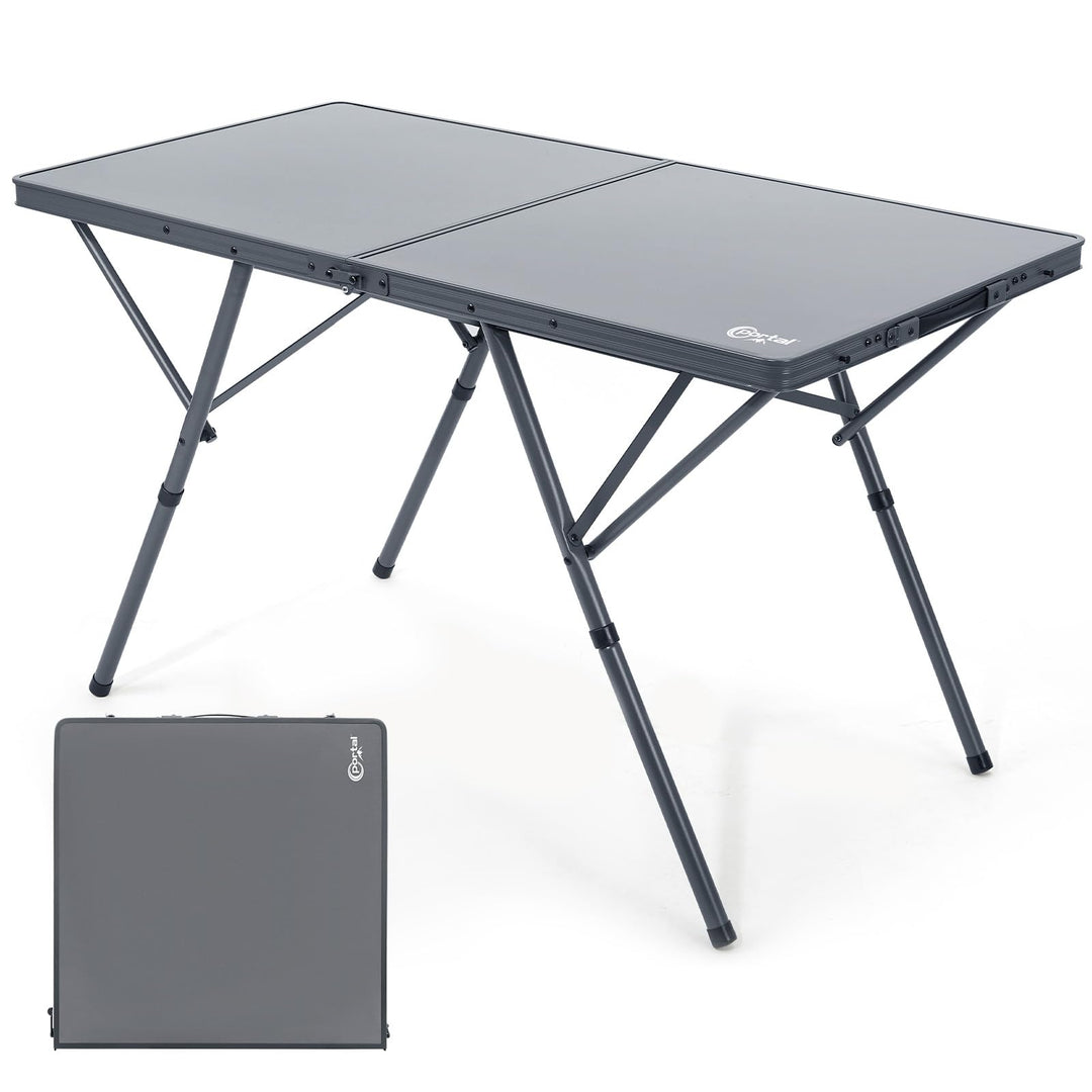 Portal Campingtisch faltbar 120x60cm extra grosse Tischplatte Aluminium Höhenverstellbar Klapptisch