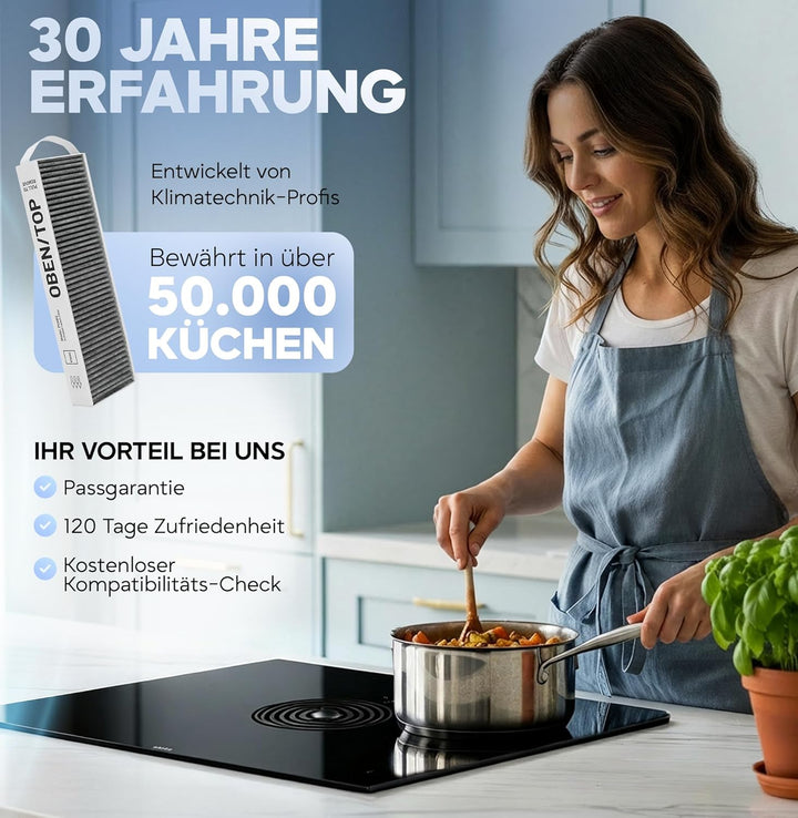 KF3TEC® Aktivkohlefilter (1 Filter) für Bora Pure PUAKF, für Ihr Umluftkochfeld PURU oder