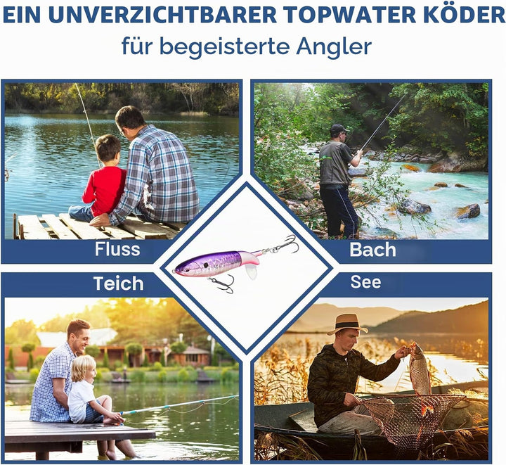 TRUSCEND Top Water Angelköder, Whopper Angelköder für Süsswasser oder Salzwasser, schwimmende Köder