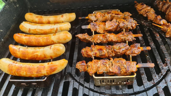 360Brat Halterung Bräter 5.9 Bratwursthalter Edelstahl 3mm BBQ Gestell für 5 Würste