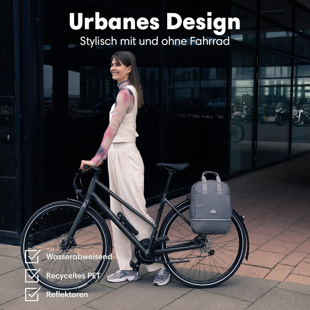 Johnny Urban Fahrradtaschen für Gepäckträger Damen &amp; Herren Dunkelgrau - Jona Medium Bike - 2 in 1 F