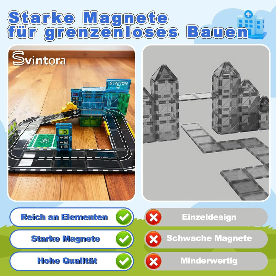 Magnetische Bausteine Spielzeug Set, STEM Montessori Spielzeug, 30 Teile Magnetbausteine für Kinder