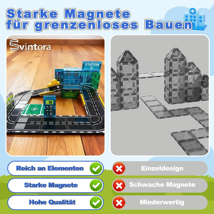 Magnetische Bausteine Spielzeug Set, STEM Montessori Spielzeug, 30 Teile Magnetbausteine für Kinder
