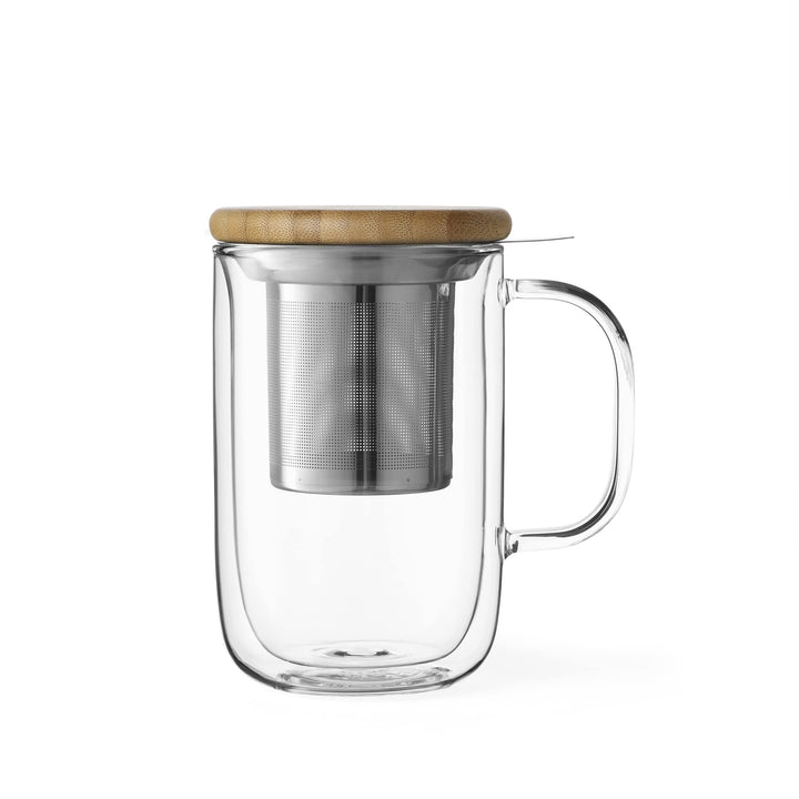 Viva Scandinavia Teetasse Glas doppelwandig mit Griff, Thermoglas mit Edelstahl-Sieb für Losen Tee-B