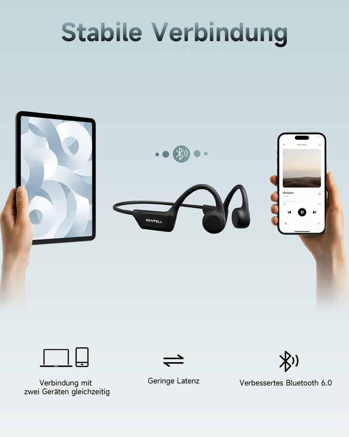 Knochenschall Kopfhörer, Open Ear Bluetooth 6.0 Sportkopfhörer, 8 Std Spielzeit, 28g Ultraleicht, US