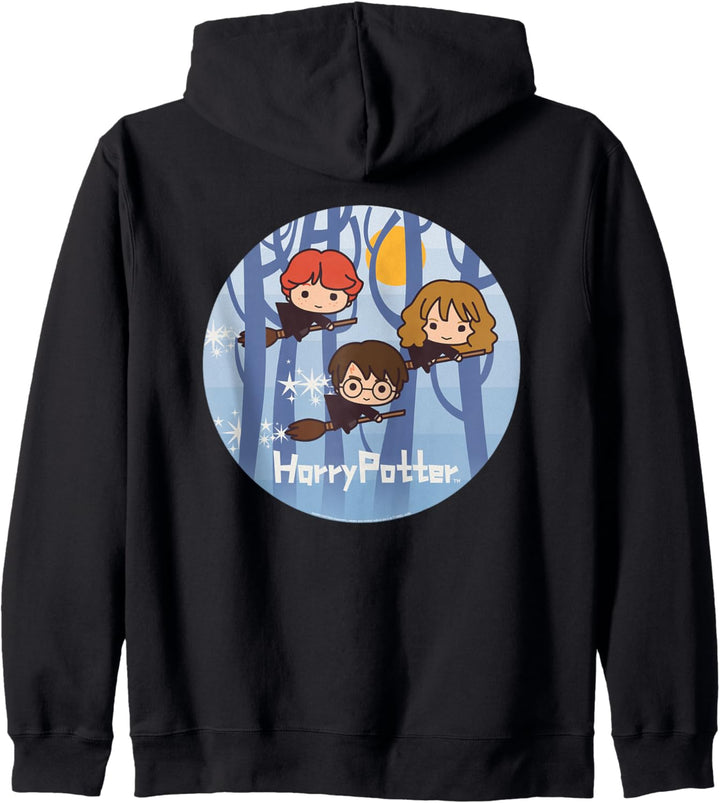 Harry Potter Chibi Trio Flying On Broomsticks Kapuzenjacke