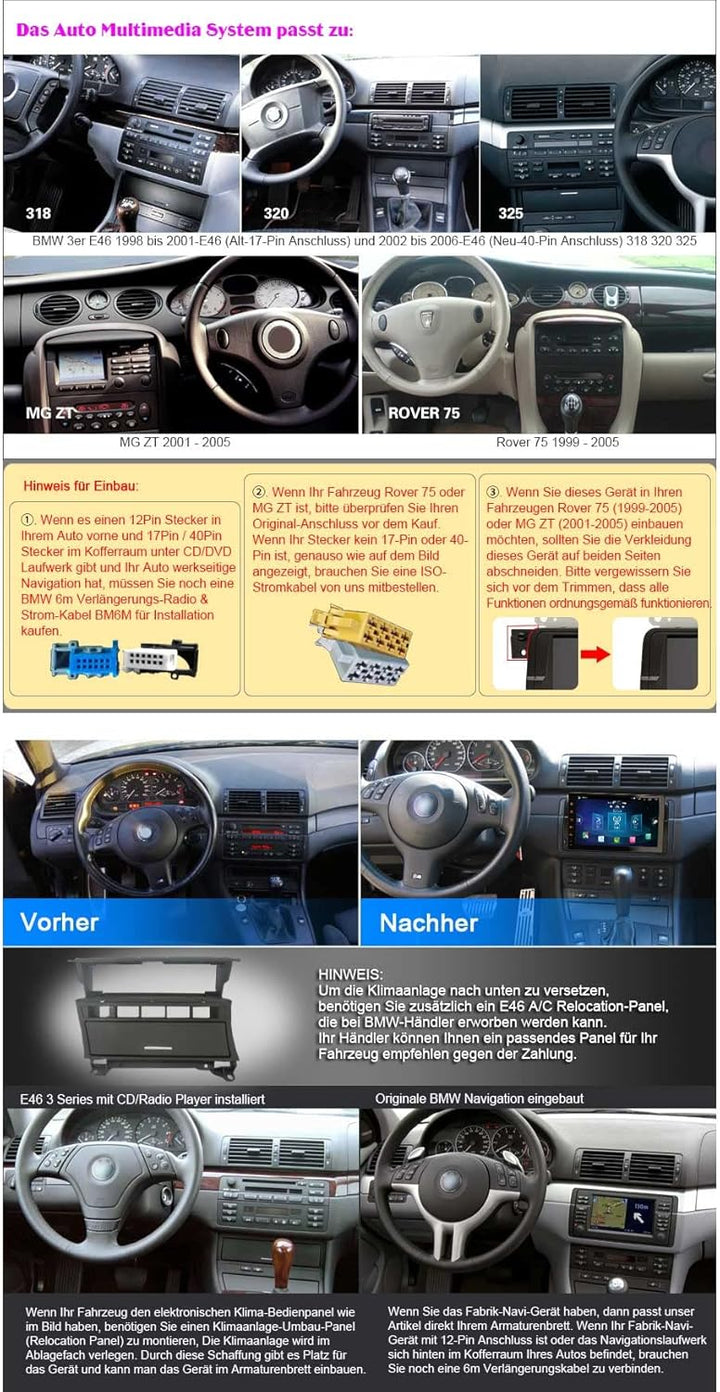 Erisin 9 Zoll 8-Kern Android 11 Autoradio GPS Navigation für BMW 3er E46 M3 Rover 75 MG ZT Integrier