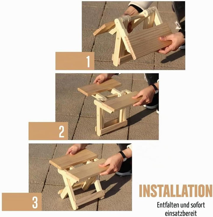 Mini Klapphocker aus Holz. Reisesitz, Kinderhocker, Tragbarer Fusshocker für Zuhause, Badezimmer, Kü