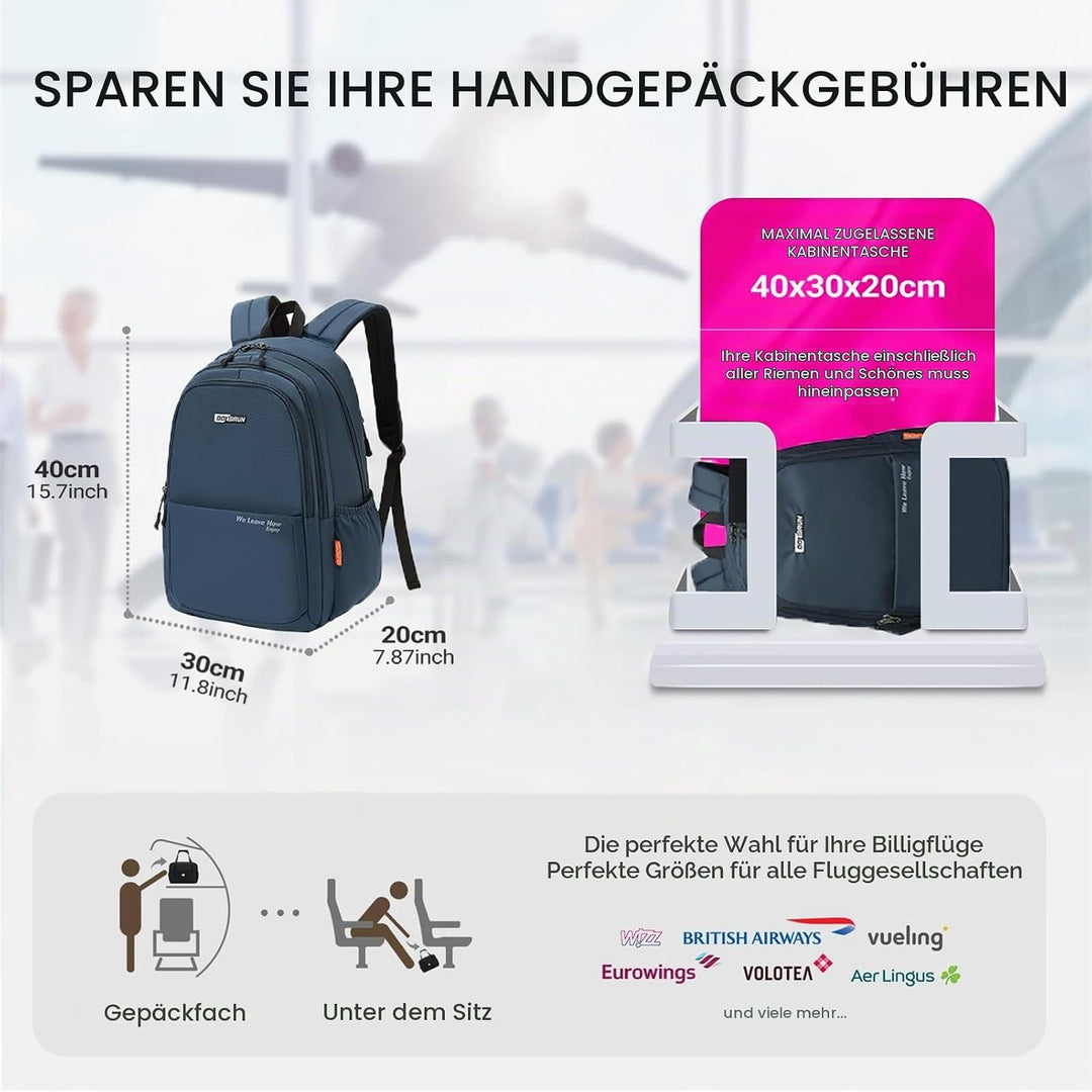 palamea Handgepäck Rucksack 40x20x30 für Wizzair Klein Reiserucksack für Flugzeug Unter Sitzplatz Ta
