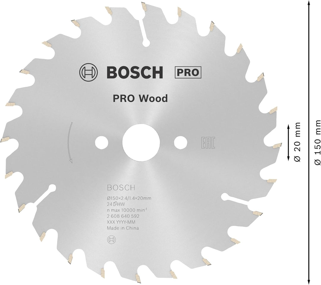 Bosch 1x PRO Wood Kreissägeblatt für Akku-Handkreissägen (für Weichholz, Hartholz, Ø mm, Professiona