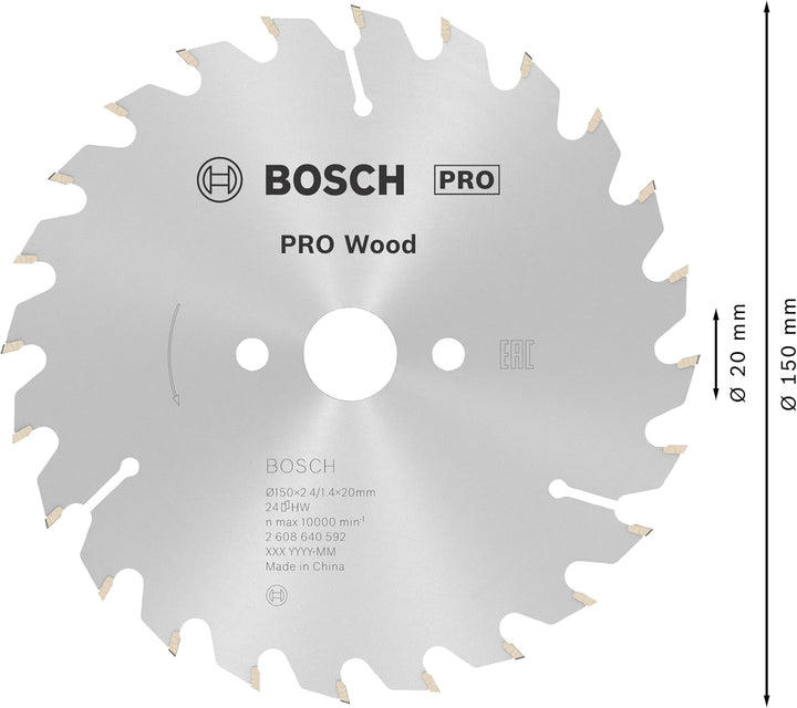 Bosch 1x PRO Wood Kreissägeblatt für Akku-Handkreissägen (für Weichholz, Hartholz, Ø mm, Professiona