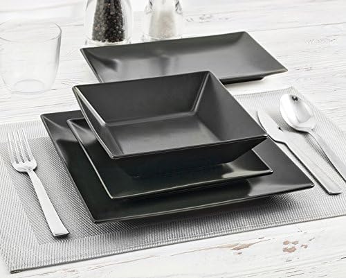 H&H Set 6 Piatti Fondi Boston Osaka Nero Cm 17X17