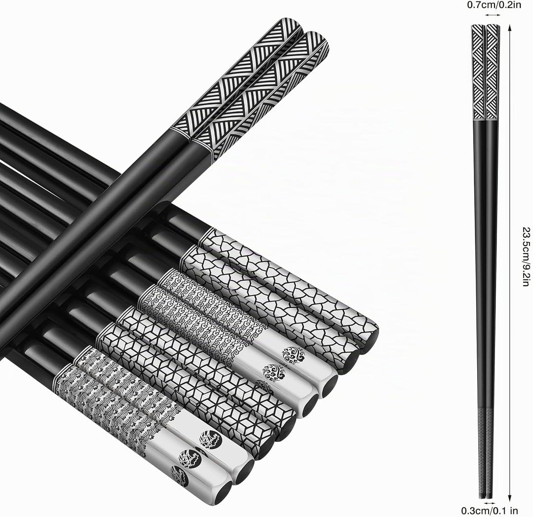 TIICOO Edelstahl-Essstäbchen Wiederverwendbar 18/8 Edelstahl lasergraviert Premium-Titan Spülmaschin