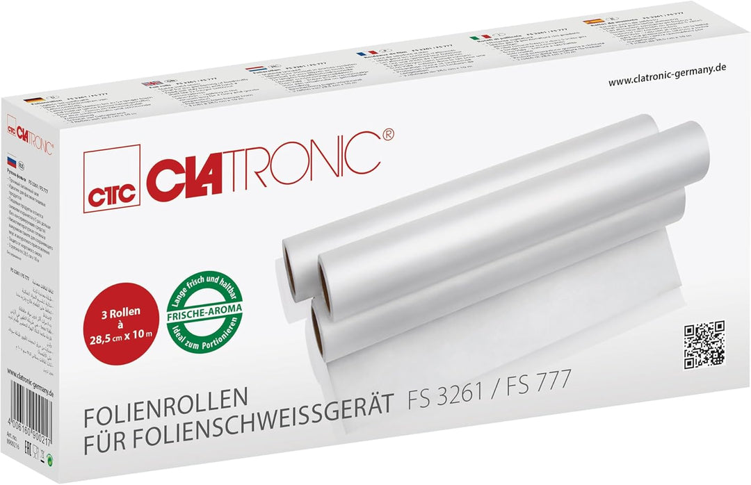 Clatronic/Bomann Ersatzfolien | Folienschweissgerät | 3-er Pack Rollen je ca. 28.2 cm breit x 10m la