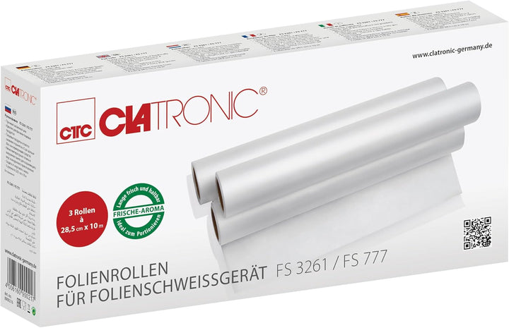 Clatronic/Bomann Ersatzfolien | Folienschweissgerät | 3-er Pack Rollen je ca. 28.2 cm breit x 10m la