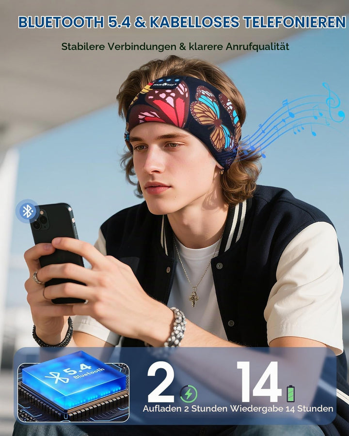 MUSICOZY Schlafkopfhörer Bluetooth 5.4, Bequem &amp; Ultraleicht Stirnband kopfhörer zum Schlafen mit Hi