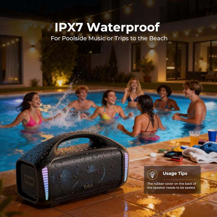 Tribit Bluetooth Lautsprecher StormBox Blast,Tragbarer Party Lautsprecher 90W Lauter Stereo Sound mi