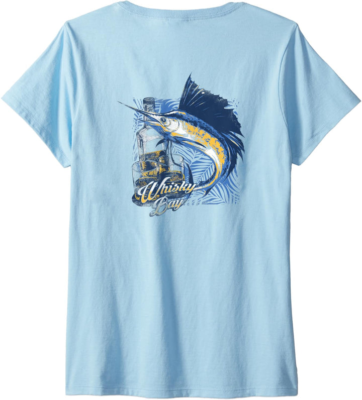 Damen Whiskey Bay Cocktail Glasses Sunfish T-Shirt mit V-Ausschnitt